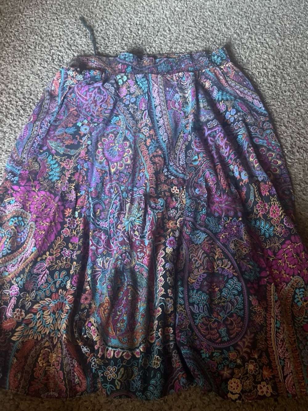 Source Unknown Purple Paisley Maxi Skirt with Teal & Pink Accents